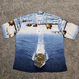 Vintage South Pole Aircraft Carrier Shirt Mens XL Plane Graphic Short Sleeve